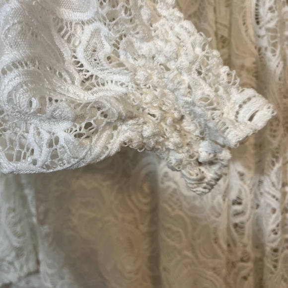 Adrianna Papell Top Women L White Pullover Lace Feminine Dainty Boho Western 80s - Picture 5 of 11